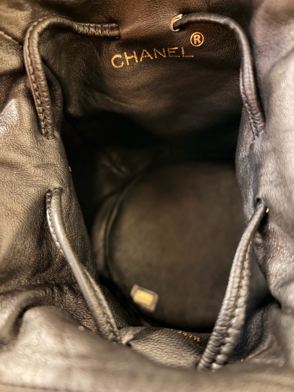 CHANEL Lambskin Leather Mini Drawstring Bag with Black Trim - Picture 7 of 9